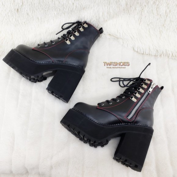 Gothic Punk Chunky Heel Platform Rocker Ankle Boot - Picture 2 of 16